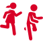 Girl and boy running as part of physical therapy